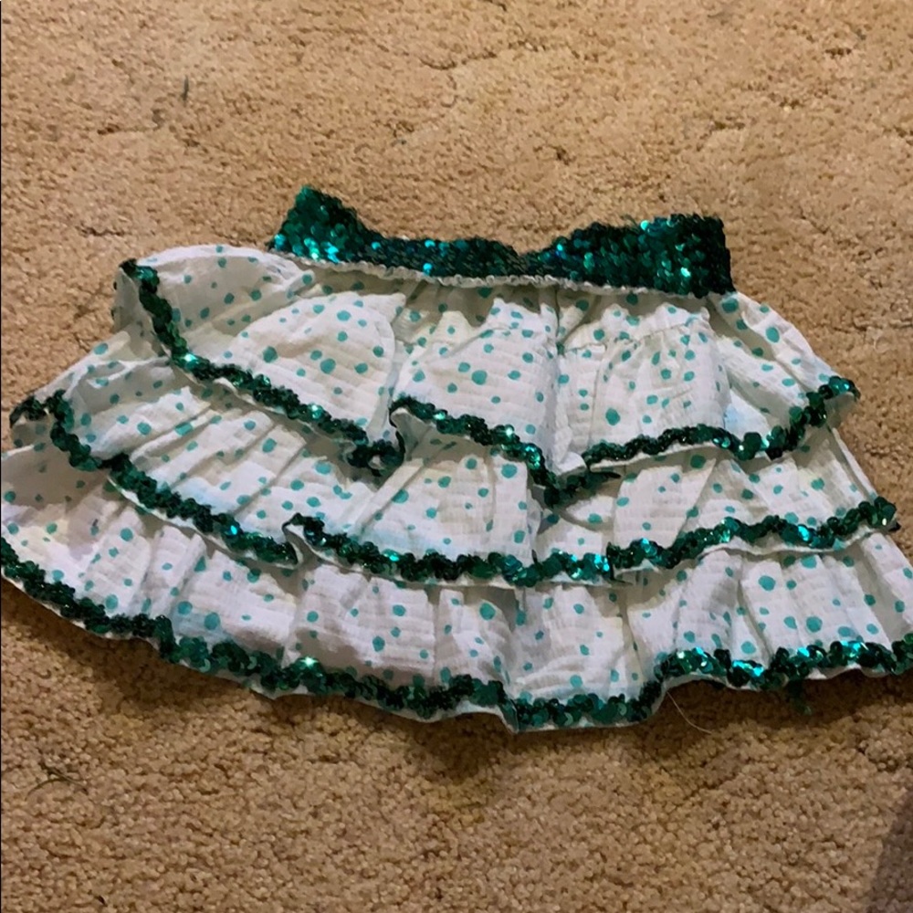 girls layered green sparkle skirt